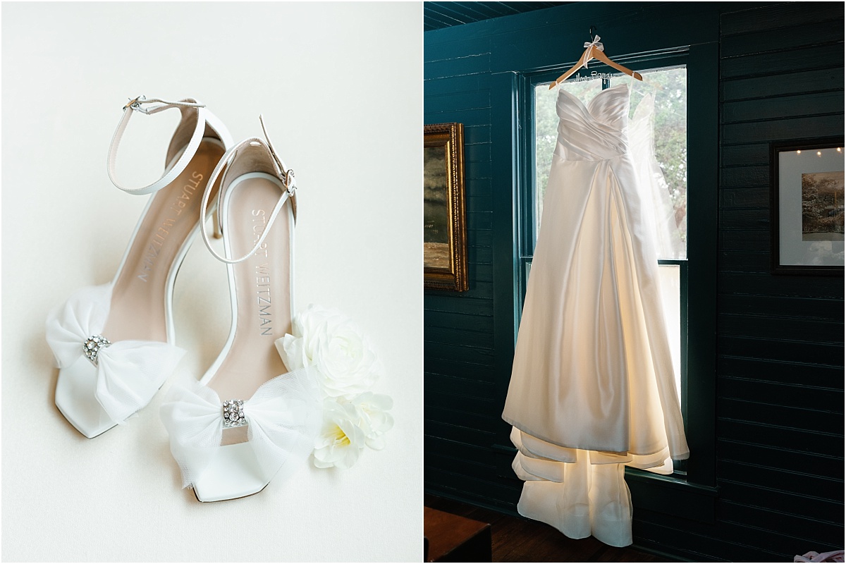 white satin ball gown wedding dress
