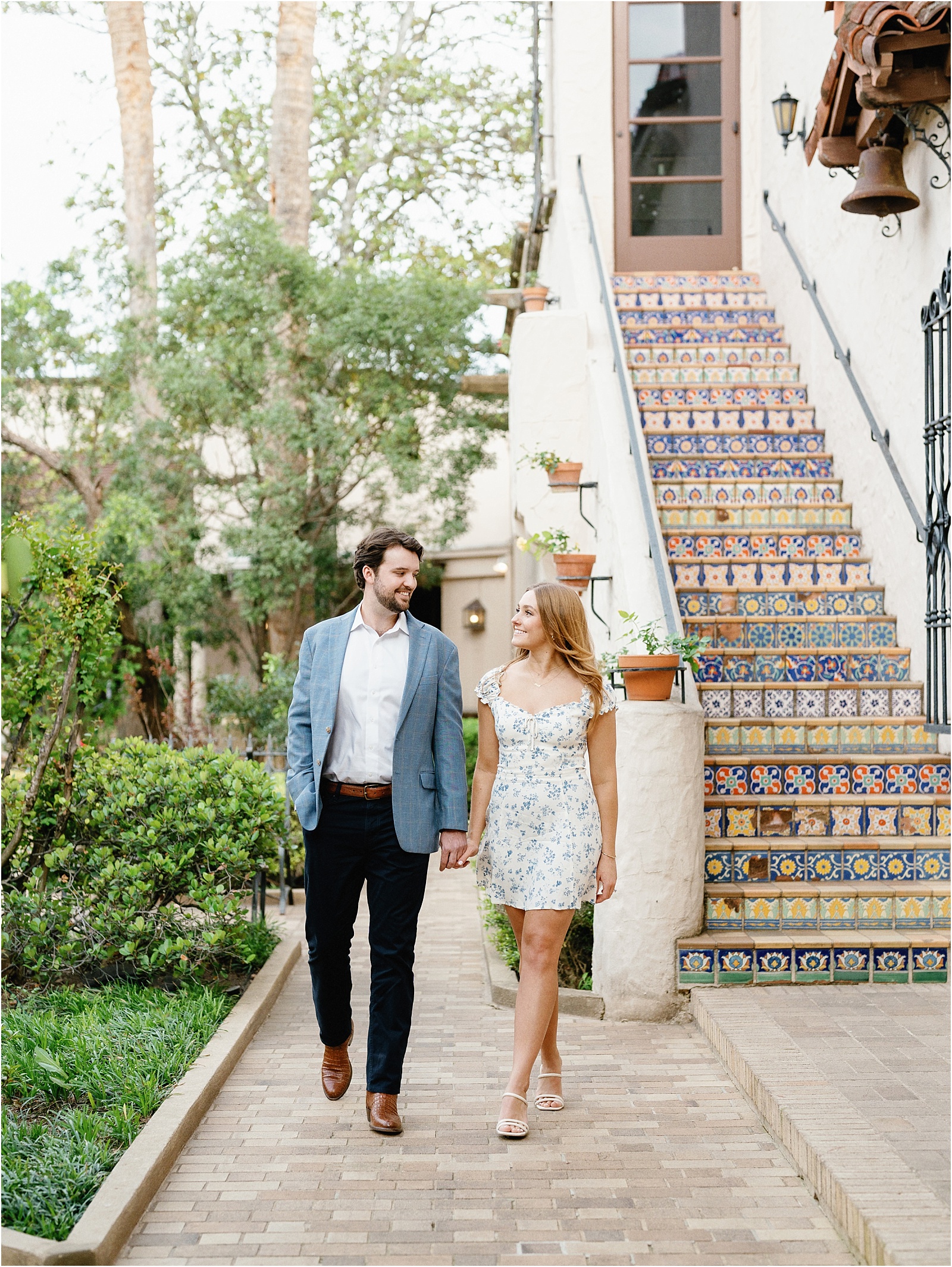 Dreamy and romantic engagement session at The McNay Art Museum in San Antonio, Texas.