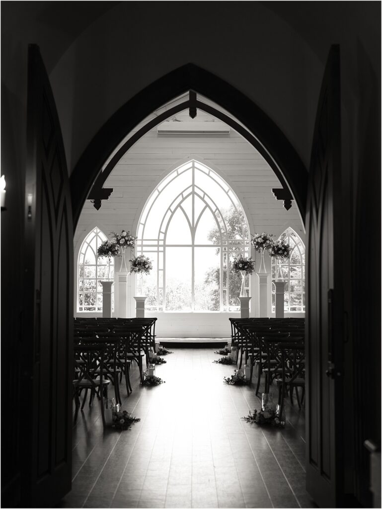 A peek inside the decorated chapel at HighPointe Estate.