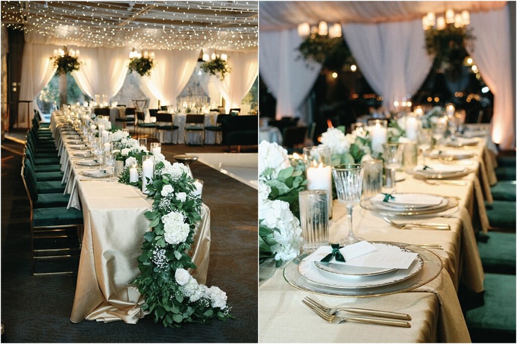The Horseshoe Bay Yacht Club Ballroom  transformed into an elegant starry night wedding reception. 