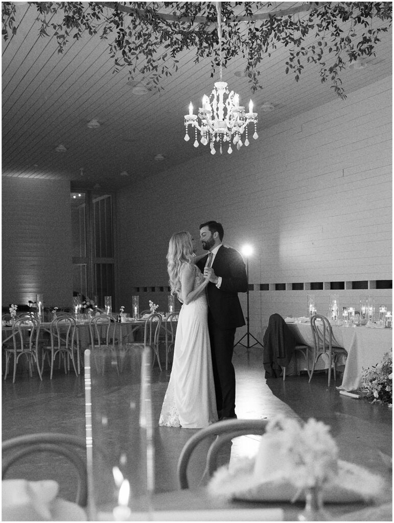 bride and groom dancing to their private last dance in the main hall at Prospect House.