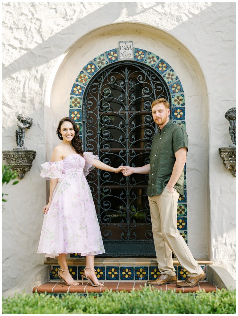 Catherine in a floral dress.