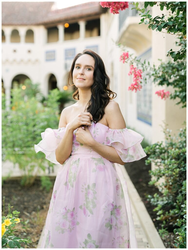 Catherine in a floral dress.