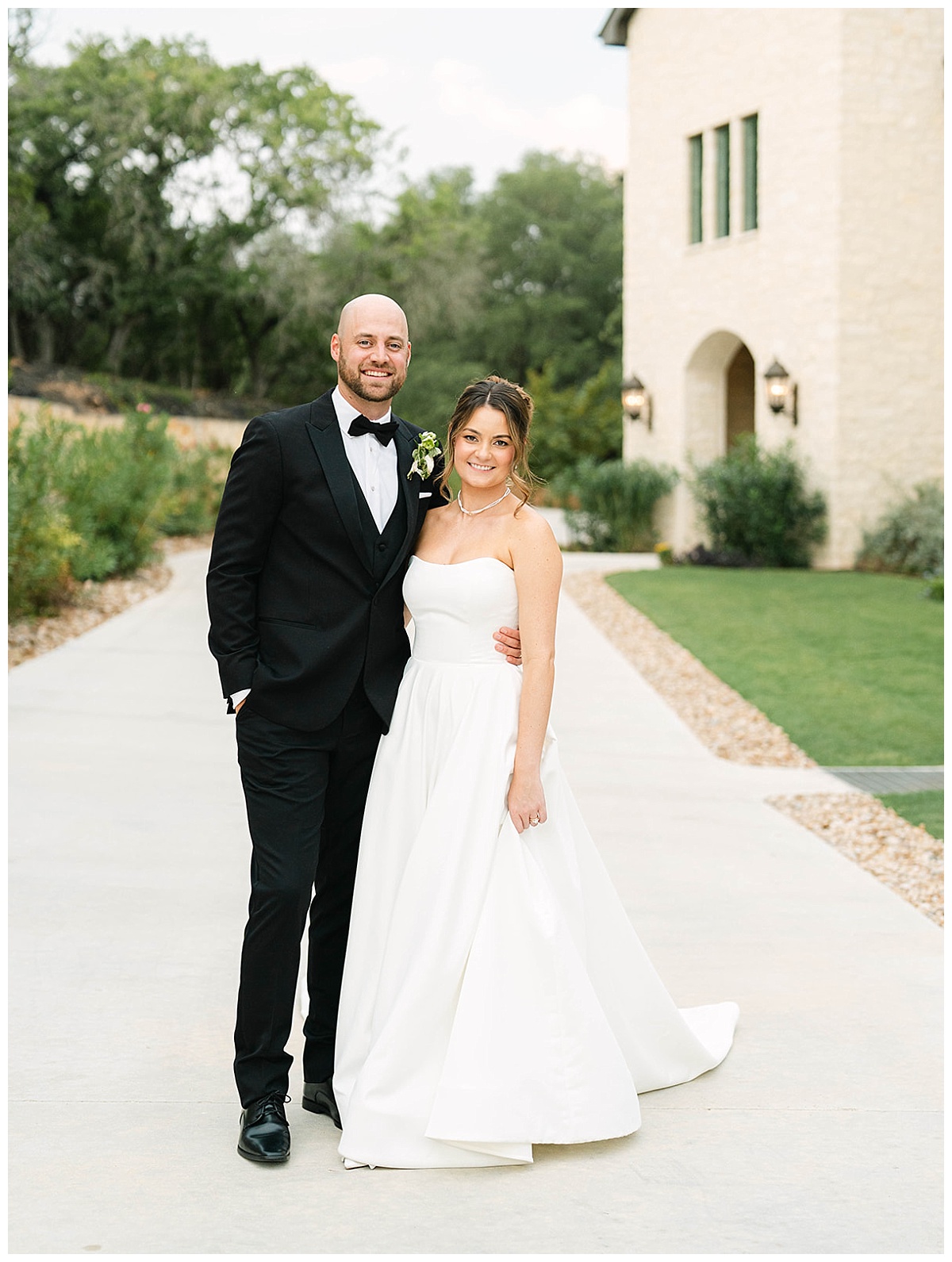 Romantic couple portraits at sunset during a summer wedding at The Preserve at Canyon Lake